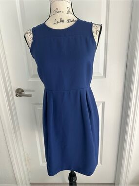 Loft Classic Sleeveless Navy Sheath Dress